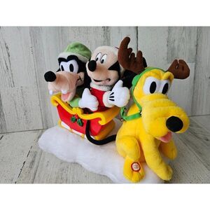 Gemmy Disney Pluto plush as is vintage Mickey mouse Goofy slay Xmas decor